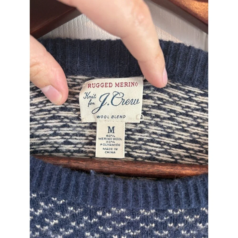 J Crew Rugged Sweater Merino Wool Blend Birdseye Size Medium Mens - 395